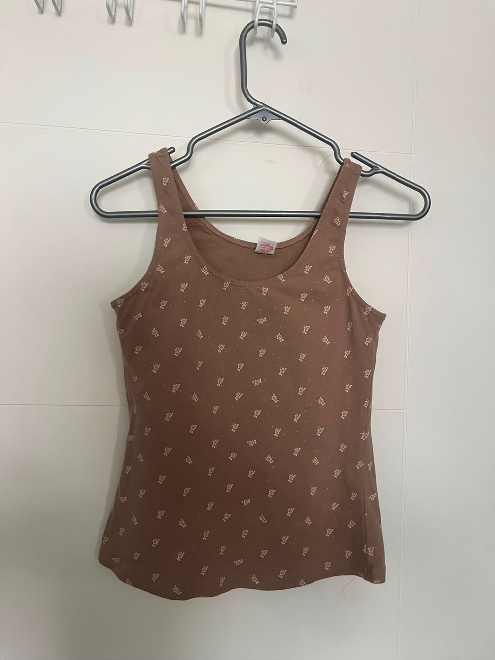 Vintage Cotton Brown Floral Print Tank Top